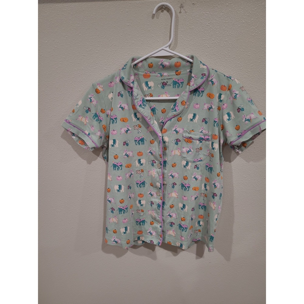 Roller Rabbit Pumpkin Spice Women's PJ Top women SZ S novelty‎ print sleep wear